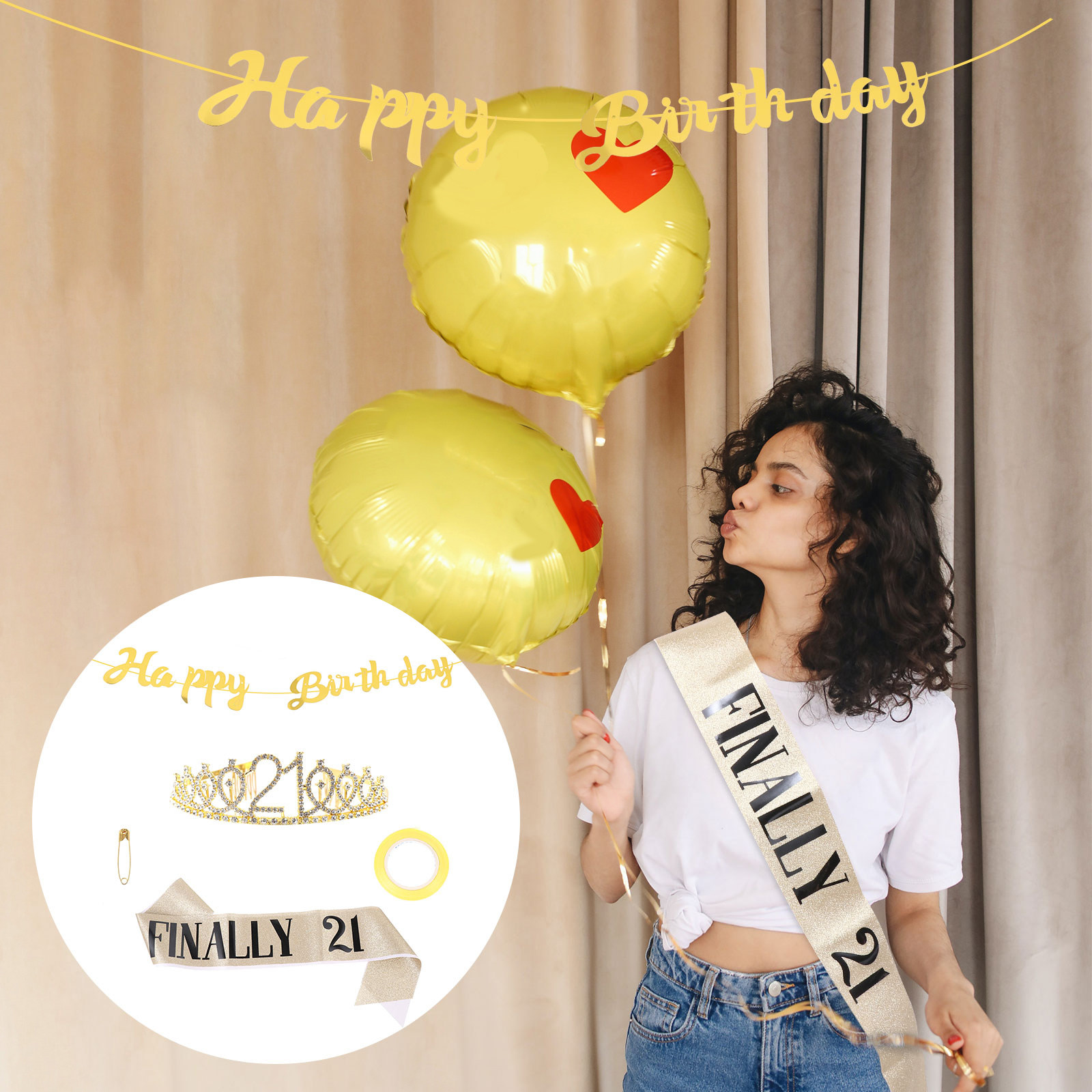 1 Set Corona di Compleanno con - Birthday Sash Glitter recensione e prezzo